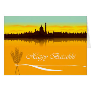 Feliz baisakhi, silueta de paisano en India
