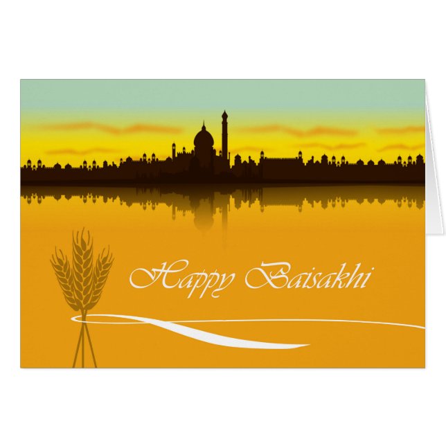 Feliz baisakhi, silueta de paisano en India (Anverso (Horizontal))