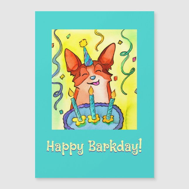 ¡Feliz Barkday! Tarjeta de cumpleaños Corgi (Anverso)