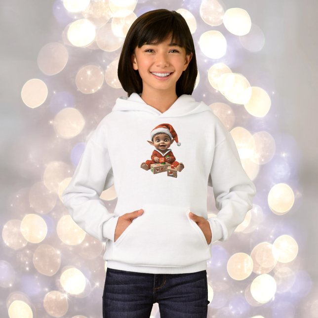 Feliz bebé Navidades elf Chica Hoodie (Subido por el creador)