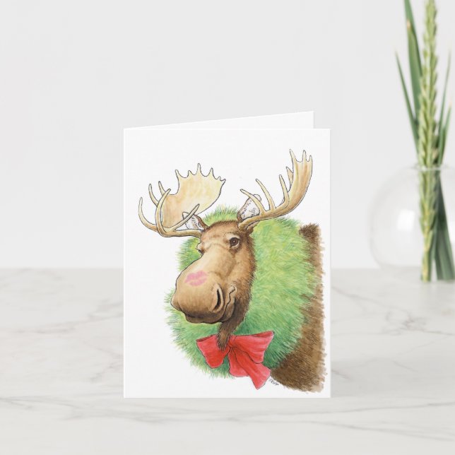¡Feliz Beso! Tarjeta de Navidades Moose (Anverso)