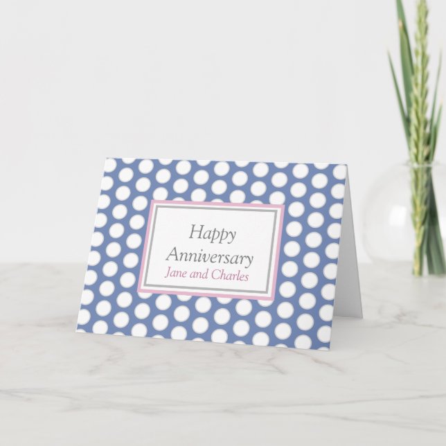 Feliz Boda Aniversario tarjeta de perlas blanca y  (Anverso)