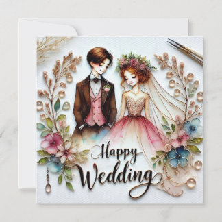 Feliz Boda saludando tarjetas de amor