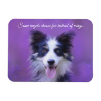 Feliz borde Perro collie, ángel con imán de fur