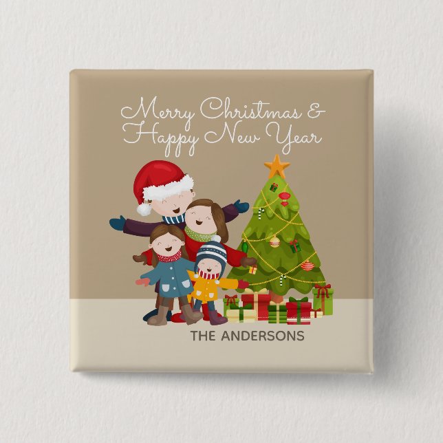 Feliz botón personalizado del Pin del navidad de (Anverso)