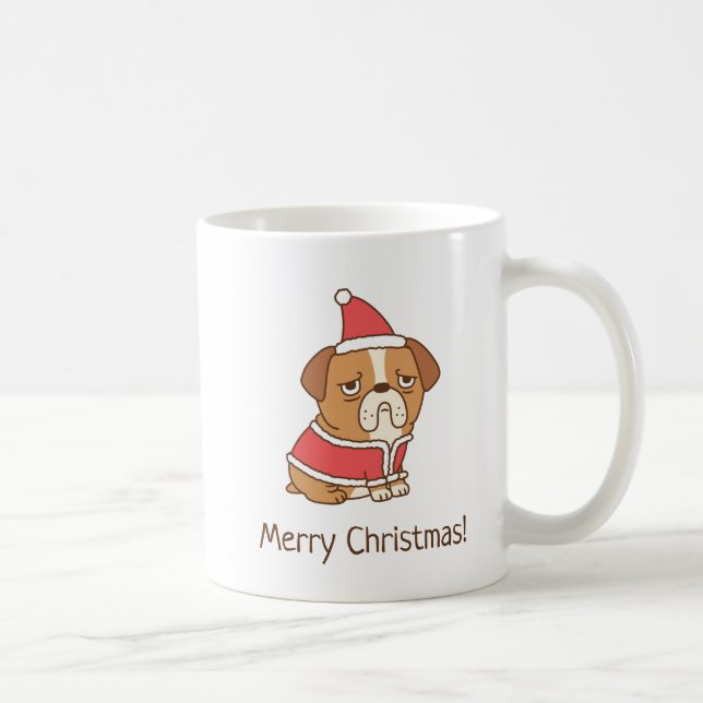 Feliz Bulldog navideño Santa Claus taza de café (Derecha)