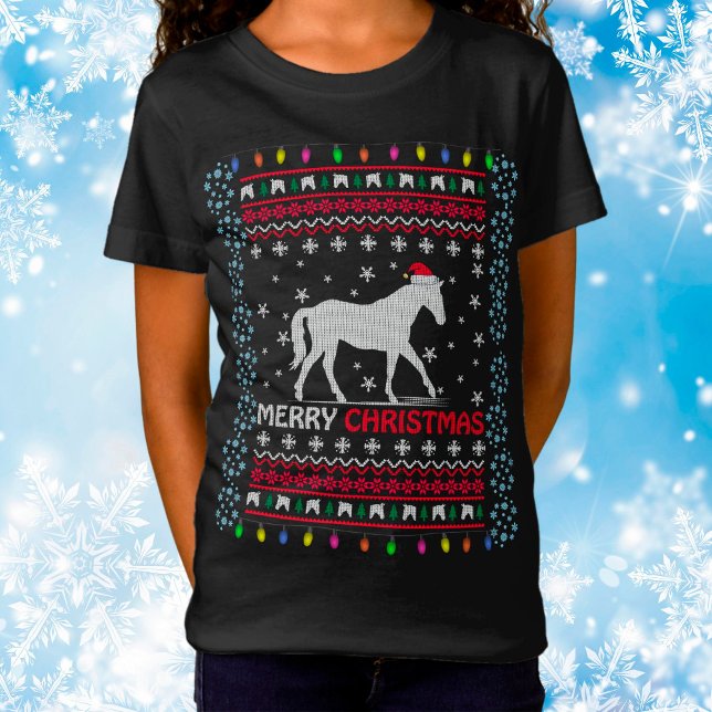 Feliz caballo de Navidad con camiseta de Santa Hat (Subido por el creador)