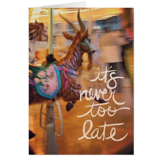 Feliz cabra, nunca es demasiado tarde, inspirador (Frente)