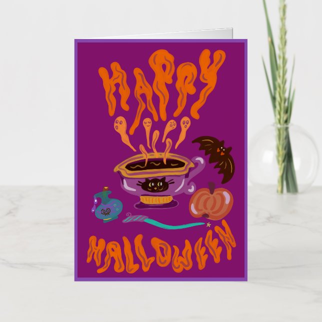 Feliz café de la bruja amante del gato de Hallowee (Anverso)