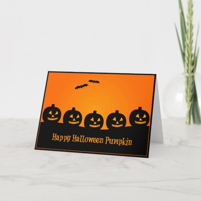 Feliz Calabaza de Halloween - Tarjeta de Halloween (Anverso)