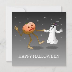 Feliz Calabaza de Halloween y tarjeta fantasma