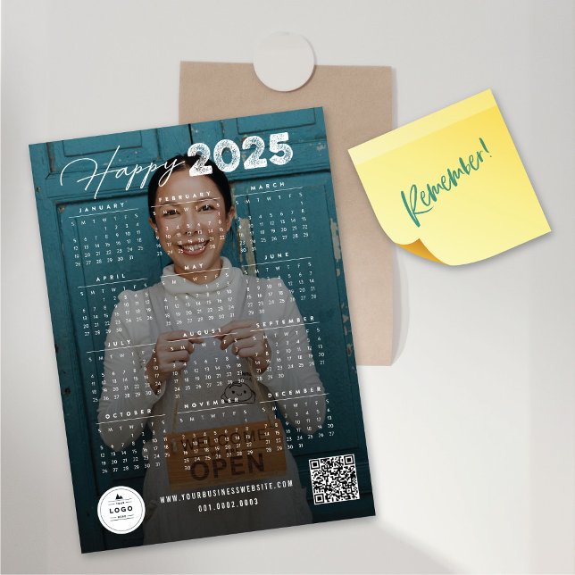 Feliz Calendario 2025, tarjeta magnética de fotos  (Happy 2025 Calendar New Year Photo Magnetic Card @ fat_fa_tin)