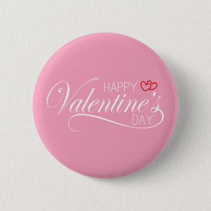 Feliz caligrafía del día de San Valentín Botón Pi