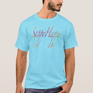 Feliz Camiseta Azul de Novedad para Hombres