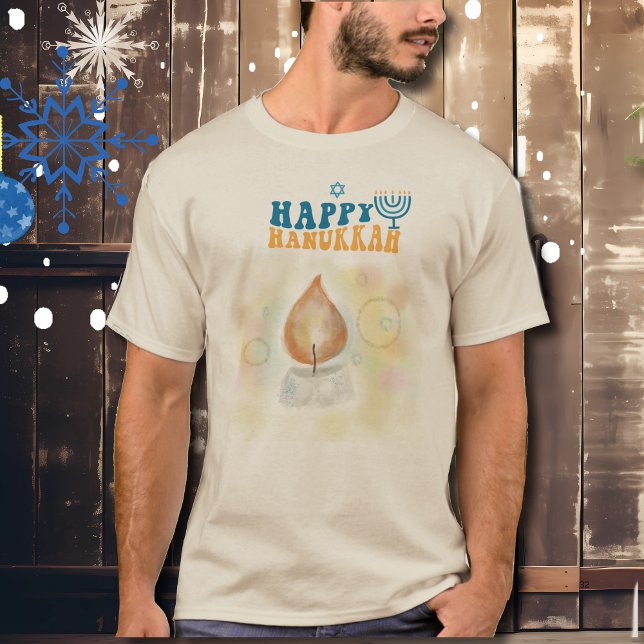 Feliz camiseta con luz de velas de Hanukah (Happy Hanukah Candle Light T-Shirt)