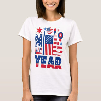 FELIZ CAMISETA DE AÑO NUEVO DE UNA MUJER EN EEUU