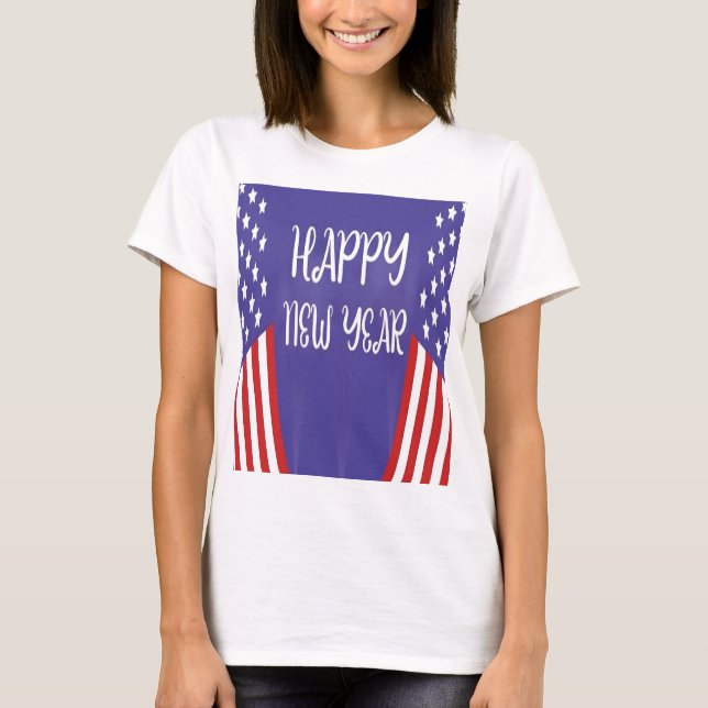 FELIZ CAMISETA DE AÑO NUEVO DE UNA MUJER EN EEUU (Anverso)