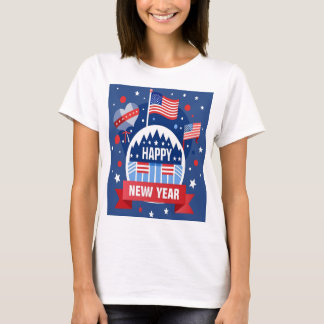 FELIZ CAMISETA DE AÑO NUEVO DE UNA MUJER EN EEUU