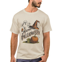 Feliz camiseta de Halloween con calabaza fantasma