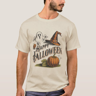 Feliz camiseta de Halloween con calabaza fantasma