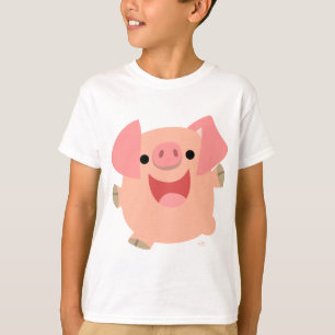 Feliz camiseta de los niños del cerdo del dibujo