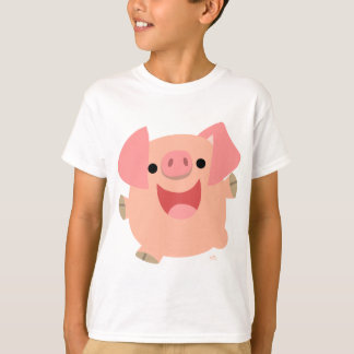 Feliz camiseta de los niños del cerdo del dibujo