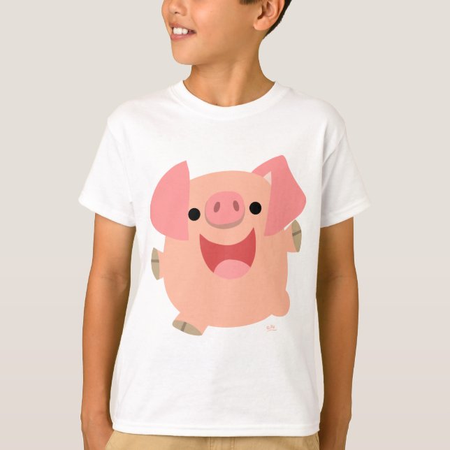 Feliz camiseta de los niños del cerdo del dibujo (Anverso)
