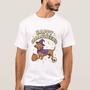 Feliz Camiseta de Perro Bruja Dachshund de Hallowe