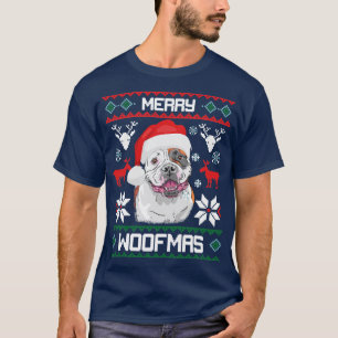 Feliz camiseta del navidad de Woofmas del bulldog