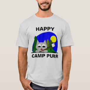 Feliz Camp Purr Camper Cat Graciosa Camiseta