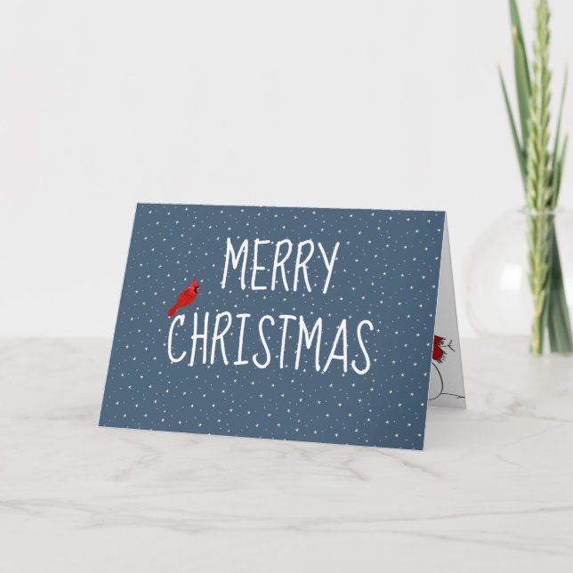 Feliz Cardenal De Navidad Con Tarjeta De Estrellas (Anverso)