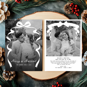Feliz & Casados Foto de lazo de Navidad Recién cas
