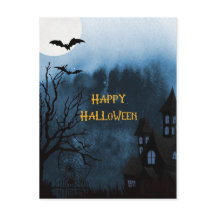 Feliz Castillo de Halloween embrujado y postales d