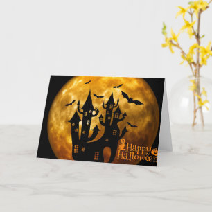 Feliz Castillo de Halloween y tarjeta de saludo de