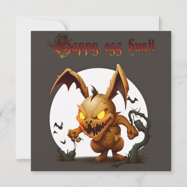 Feliz caza de óvulos de Pascua con la tarjeta zomb (Anverso)