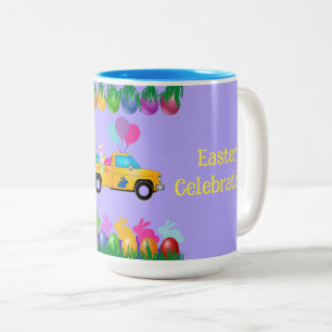 Feliz celebración de Pascua dos tazas de café