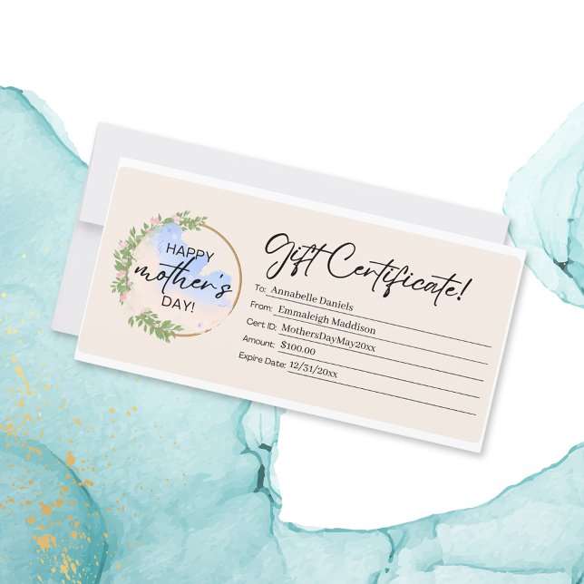 Feliz certificado de regalo floral del día de la m (Subido por el creador)