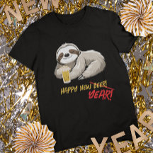 Feliz cerveza/año nuevo camiseta divertida de pere