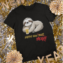 Feliz cerveza/año nuevo camiseta divertida de pere