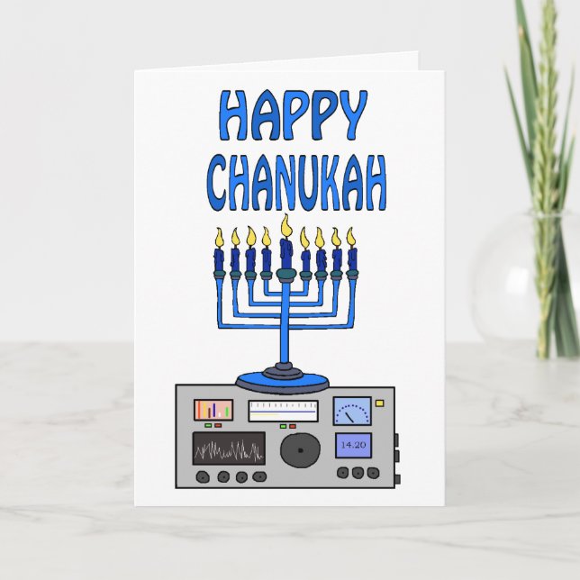 Feliz Chanukah Ham Radio Tarjeta de Saludo (Anverso)