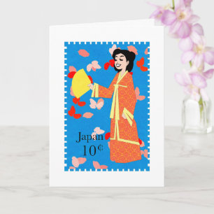 Feliz Chica Japón estampado arte tarjeta de felici