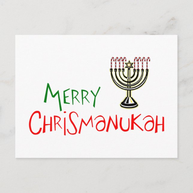 Feliz Chrismanukah- Menorá de Navidad y Janucá (Anverso)