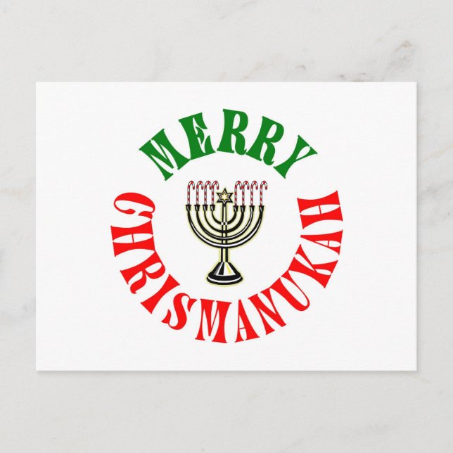 Feliz Chrismanukah- Menorá de Navidad y Janucá (Anverso)