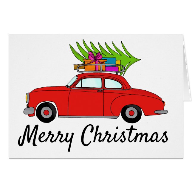 Feliz coche navideño con regalos (Anverso (Horizontal))