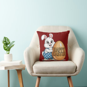 Feliz Cojín decorativo de conejitos de Polka en Pa