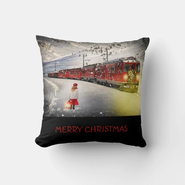 Feliz Cojín decorativo de Navidad Express (Anverso)