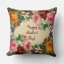 FELIZ COJÍN DECORATIVO DEL DÍA DE LA MADRE (BEIGE)
