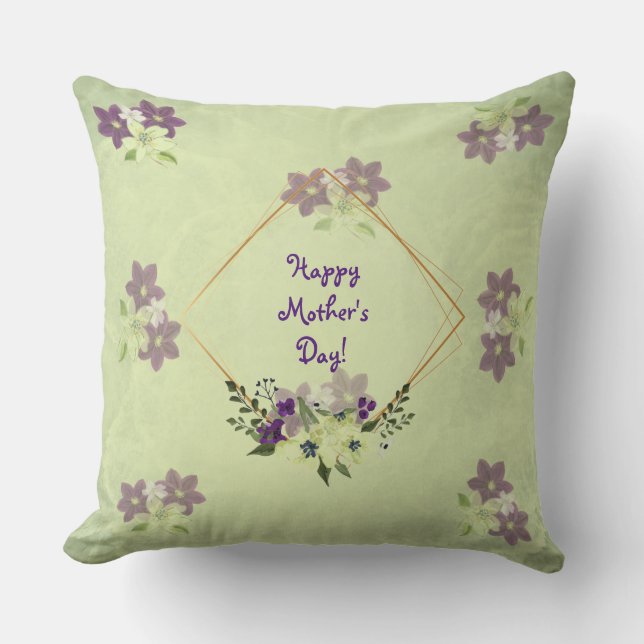 FELIZ COJÍN DECORATIVO DEL DÍA DE LA MADRE (OLIVE) (Anverso)