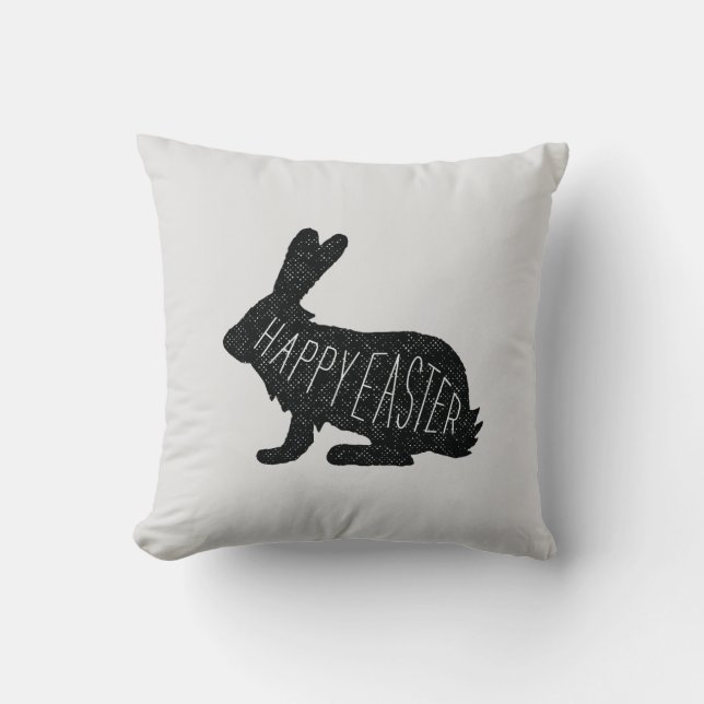 Feliz Cojín decorativo Monocromo de Conejo de Cone (Anverso)