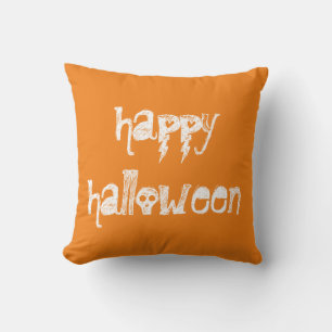 Feliz Cojín decorativo Naranja de los cráneos de H